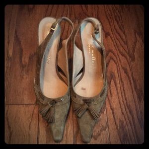 Cognac Suede Leather Stilettos